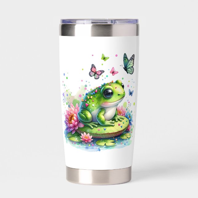Adorable Toad and Butterflies Personalised Insulated Tumbler (Front)