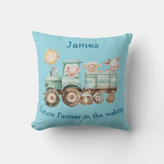 Adorable tractor with farm animal's  cushion (Front)