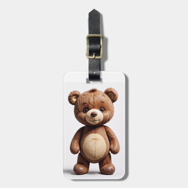 Adorable Travel Companion: Teddy Bear Luggage Tag (Front Vertical)