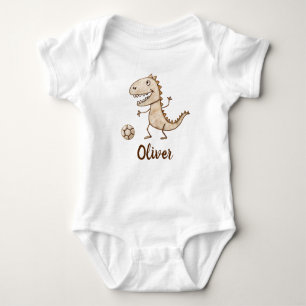 Adorable Trex Playing Football Baby Bodysuit