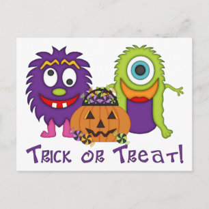 Adorable Trick or Treat Silly Monsters Tees, Gifts Postcard