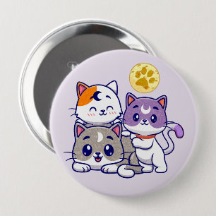 Adorable Trio – Three Cute Cats 10 Cm Round Badge