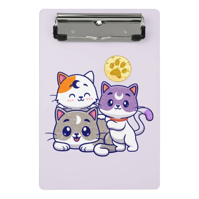 Adorable Trio – Three Cute Cats Mini Clipboard (Front)