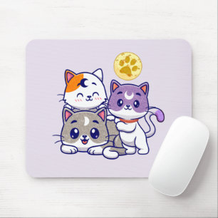 Adorable Trio – Three Cute Cats Mouse Pad
