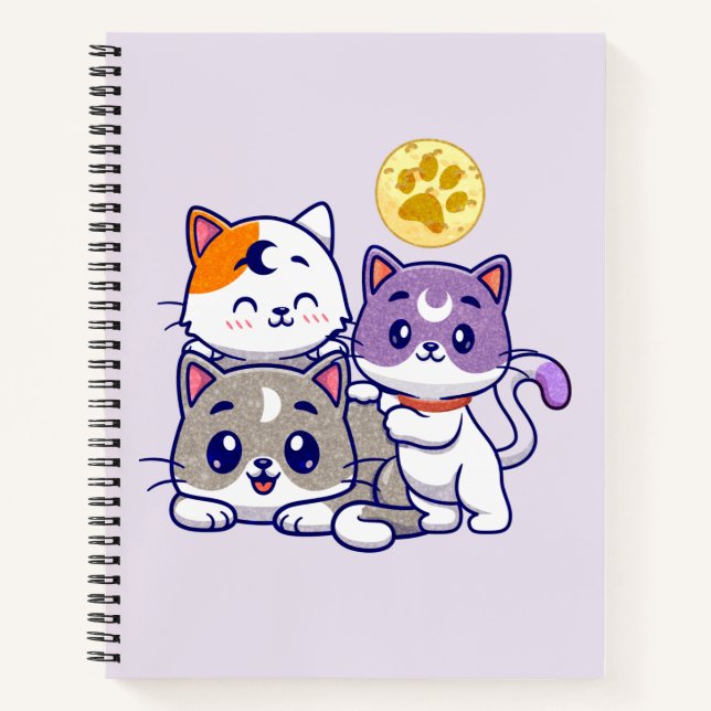 Adorable Trio – Three Cute Cats Notebook (Front)