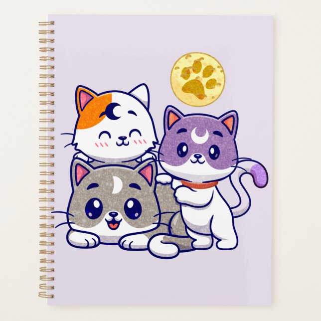 Adorable Trio – Three Cute Cats Planner (Front)
