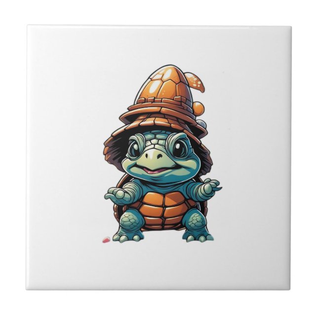 Adorable Turtle in Halloween Mood Essential T-Shir Ceramic Tile (Front)