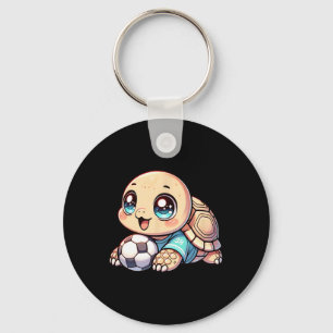 Adorable Turtle Playing Soccer Design 38  Key Ring