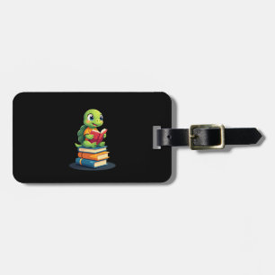 Adorable Turtle Reading Books (1) Luggage Tag