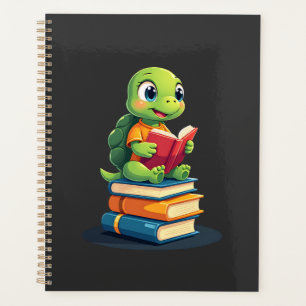 Adorable Turtle Reading Books (1) Planner