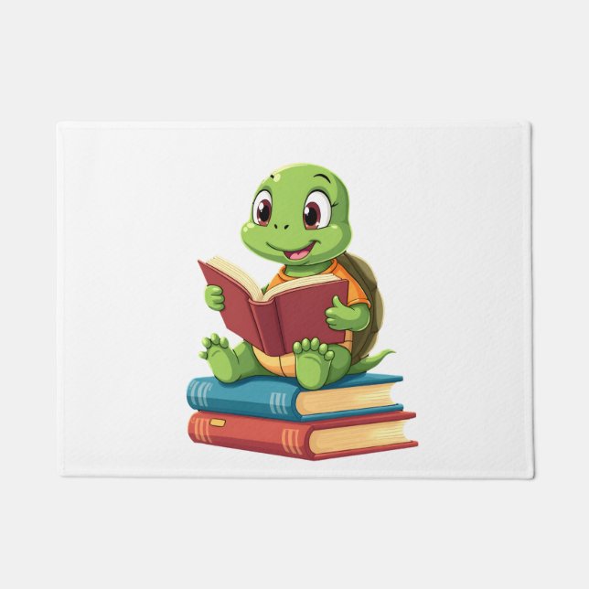 Adorable Turtle Reading Books (2) Doormat (Front)