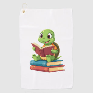 Adorable Turtle Reading Books (2) Golf Towel