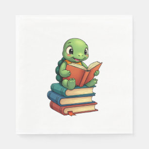 Adorable Turtle Reading Books (3) Napkin