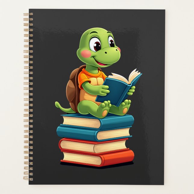 Adorable Turtle Reading Books (4) Planner (Front)