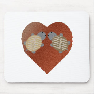 Adorable Turtles in Love with a Heart Background Mouse Pad