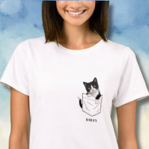 Adorable Tuxedo Cat in Pocket Personalised Name