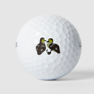 Adorable Twin Baby Duckling Huddling Cartoon Golf Balls