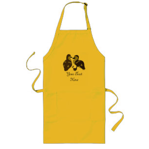 Adorable Twin Baby Duckling Huddling Cartoon Long Apron