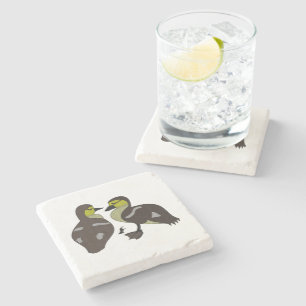 Adorable Twin Baby Duckling Huddling Cartoon Stone Coaster