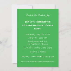 Adorable Twin Baby Shower Invitation