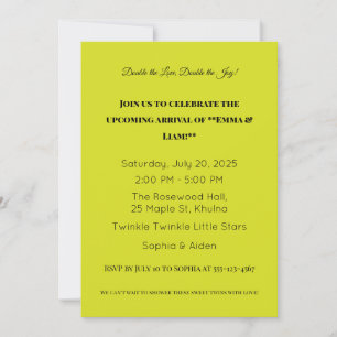 Adorable Twin Baby Shower Invitation