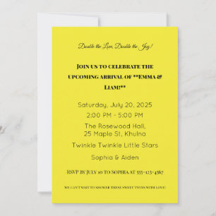 Adorable Twin Baby Shower Invitation