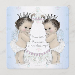Adorable Twin Girl Baby Shower Invitation