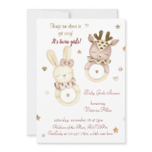 Adorable Twin Girls Baby Shower Invitation