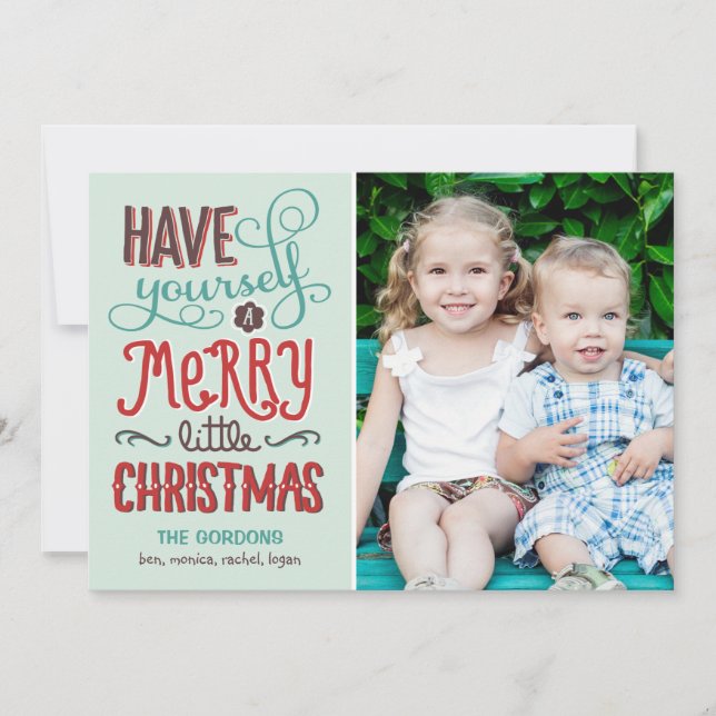 Adorable Type Christmas Photo Card (Front)