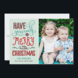 Adorable Type Christmas Photo Card<br><div class="desc">Celebrate the season with this modern and stylish holiday card from Berry Berry Sweet. Visit WWW.BERRYBERRYSWEET.COM for more of our stylish holiday collections. Customisable background colour.</div>