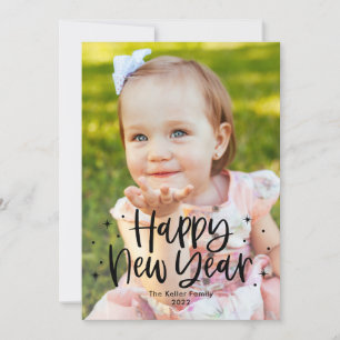 Adorable Type Editable Colour Happy New Year Card