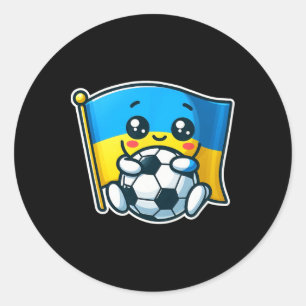 Adorable Ukrainian Bynner Fan Ukraine Flag Cute Ca Classic Round Sticker
