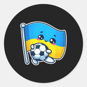 Adorable Ukrainian Bynner Fan Ukraine Flag Cute Ca Classic Round Sticker