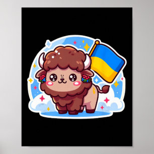 Adorable Ukrainian Nner Fan Ukraine Flag Cute Biso Poster