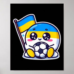 Adorable Ukrainian Nner Fan Ukraine Flag Cute Cart Poster