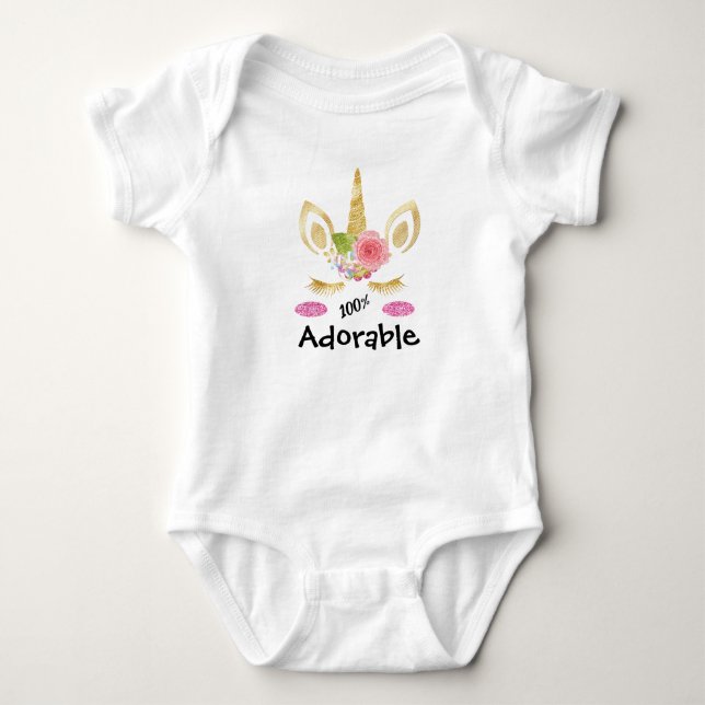 Adorable Unicorn Baby Bodysuit (Front)