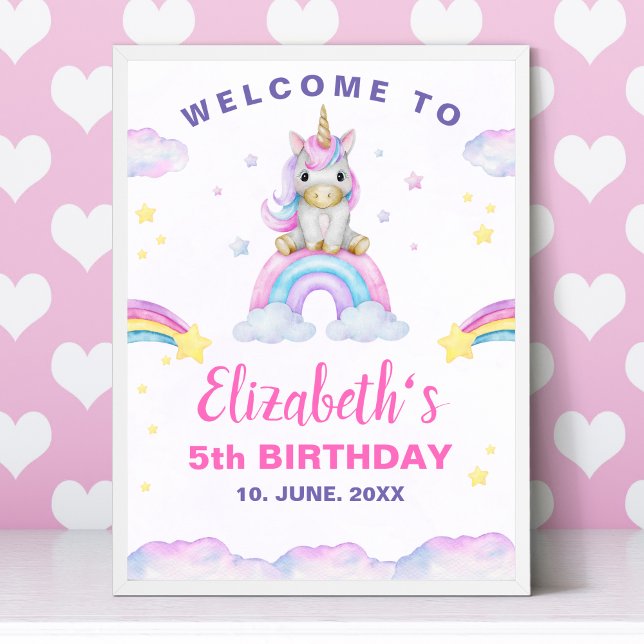 Adorable Unicorn Birthday Girl Poster (Creator Uploaded)