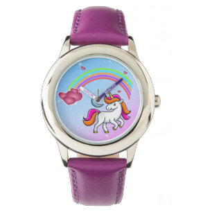 Adorable Unicorn, Colourful Rainbow, Stylish Watch
