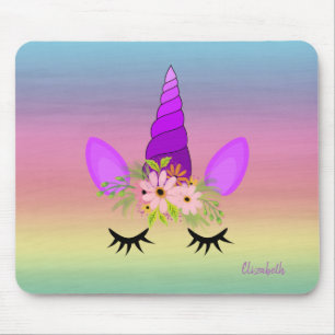 Adorable Unicorn Face,Colourful -Personalised Mouse Pad
