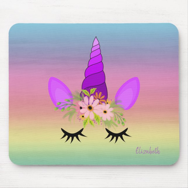 Adorable Unicorn Face,Colourful  -Personalised Mouse Pad (Front)