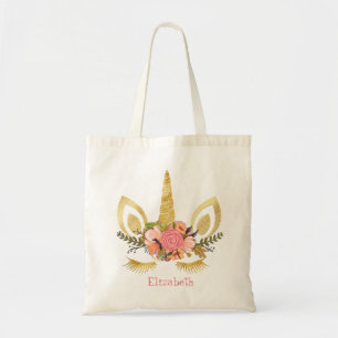 Adorable Unicorn Face, Floral Crown Tote Bag
