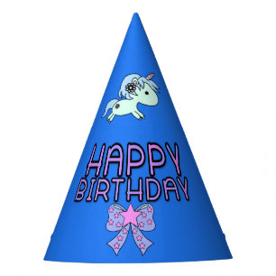 Adorable Unicorn Happy Birthday Ribbon Star Party Hat