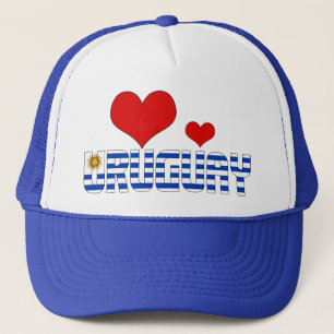 Adorable Uruguay Flag Hearts Patriotic Trucker Hat