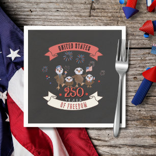 Adorable US 250 Years of Freedom Eagle Family Napkin