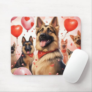 ADORABLE VALENTINE GERMAN SHEPHERD DOG WITH HEARTS MOUSE PAD