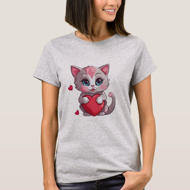 Adorable Valentine Kitten T-Shirt (Front)