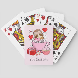 Adorable Valentine Sloth  Playing Cards