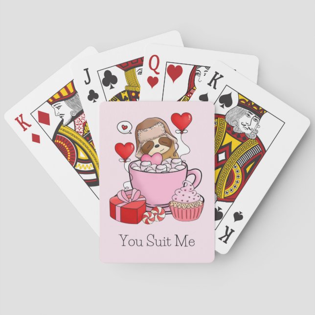Adorable Valentine Sloth  Playing Cards (Back)