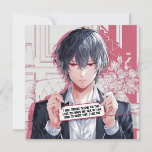 Adorable Valentine's Day Anime Heartfelt Message Holiday Card