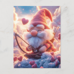 Adorable Valentine's Day Gnome with Bow and Arrow Postcard